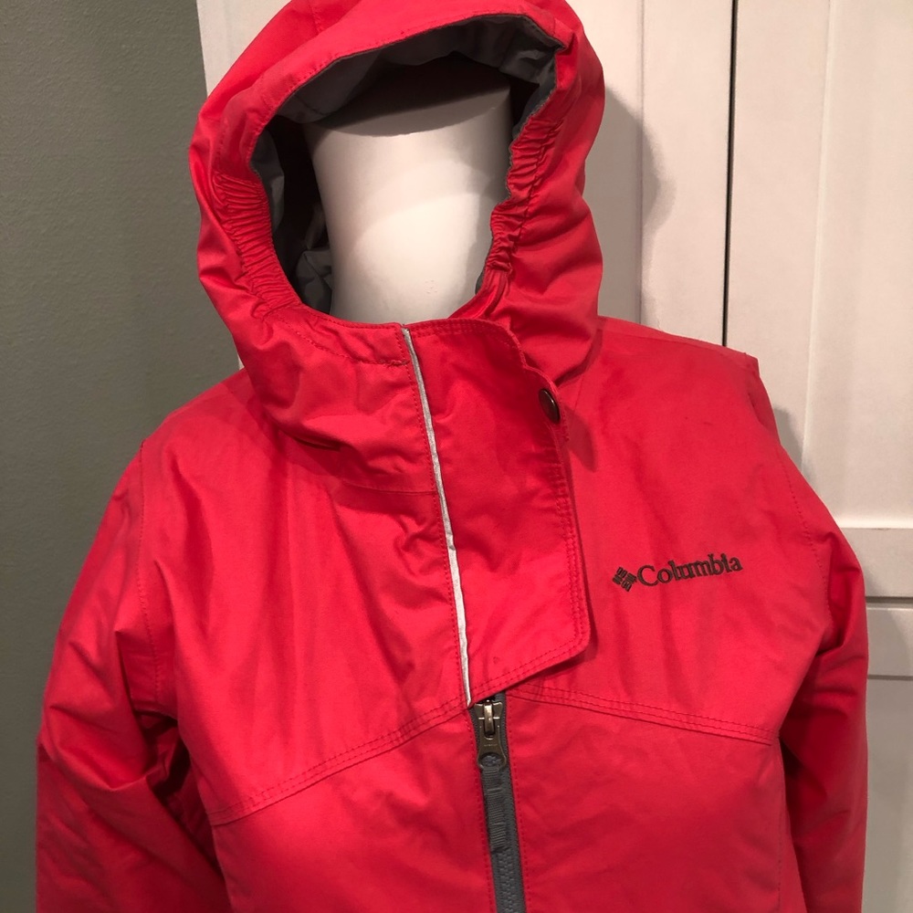 COLUMBIA Girls hot pink ski snow jacket Sz M zips